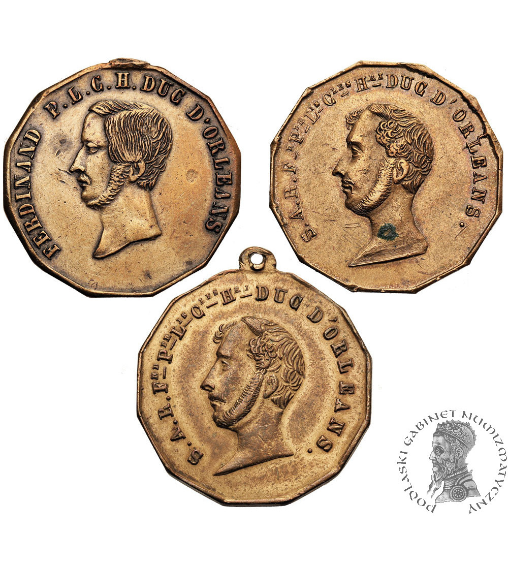 France. Set of three 1842 medals commemorating the death of Ferdinand Philippe, Duke of Orléans