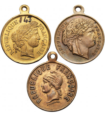 France. Set of three medals: la Fête Nationale (14.07.1879) 1881, 1894 and Proclamation of the Republic on September 4, 1870