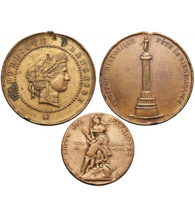 France. Set of three medals: la Fête Nationale, League of Patriots, coronation of bust of Mayor André (1882, 1885)