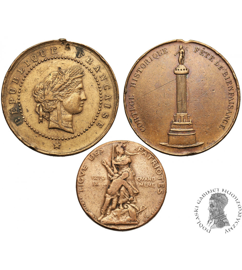 France. Set of three medals: la Fête Nationale, League of Patriots, coronation of bust of Mayor André (1882, 1885)