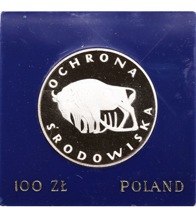 Polska, PRL (1952-1989). 100 złotych 1977, Żubr, seria Ochrona Środowiska