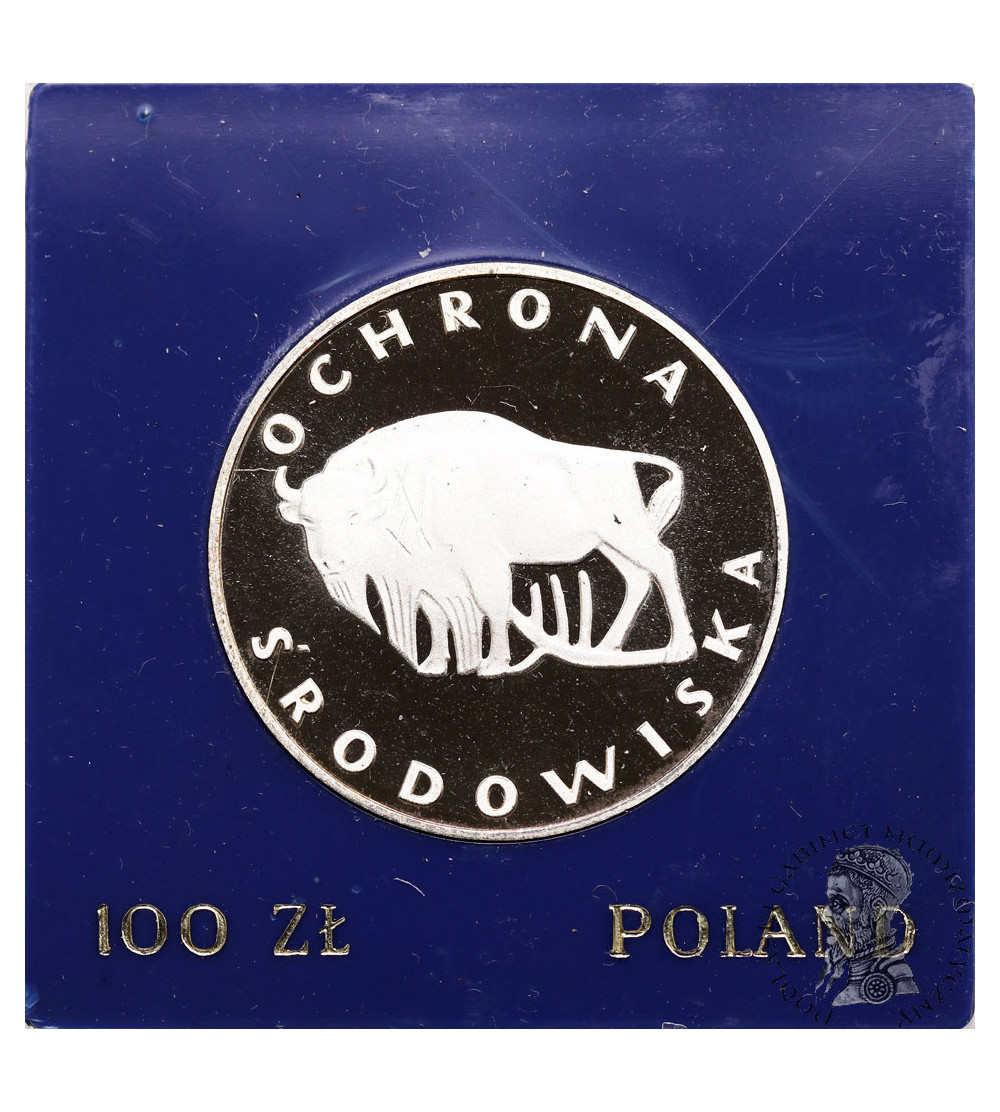 Polska, PRL (1952-1989). 100 złotych 1977, Żubr, seria Ochrona Środowiska