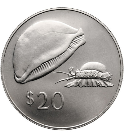 Fiji. 20 Dollars 1978, Golden cowrie, series: Conservation