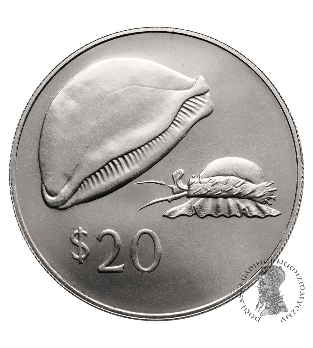 Fiji. 20 Dollars 1978, Golden cowrie, series: Conservation