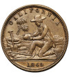 USA, California. Gold Rush token 1849, California gold miner with nugget