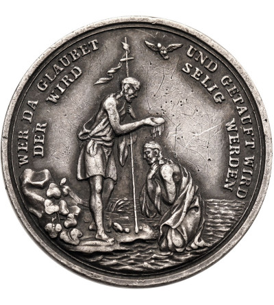 Germany. Silver baptismal medal, Baptism of Christ in the Jordan River