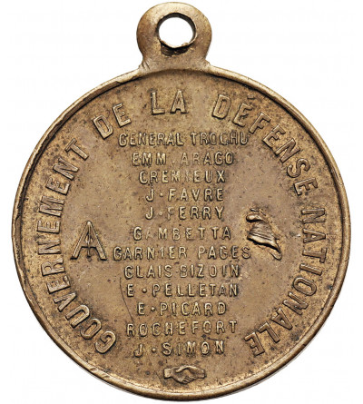 France. Medal 1870, General Trochu, Government of National Defense