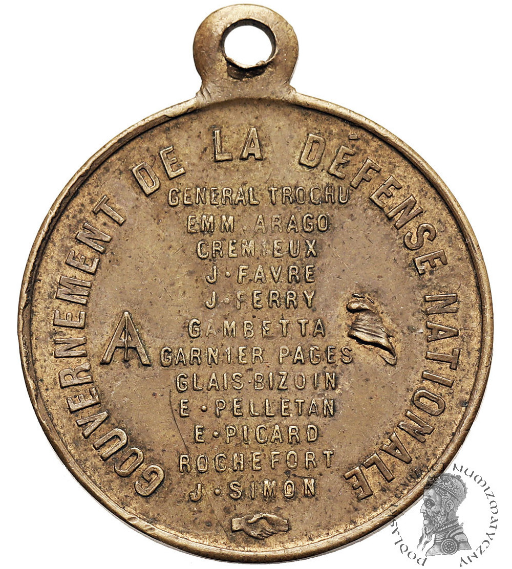 Francja. Medal 1870, Generał Trochu, Rząd Obrony Narodowej