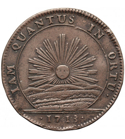 Francja, Burgundia, Delfin Ludwik (przyszły Ludwik XV). Żeton - Token 1713, Wojna o sukcesję hiszpańską 1700-1714/15