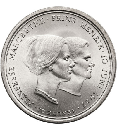 Denmark. 10 Kroner 1967 C-S, Wedding of Princess Margrethe