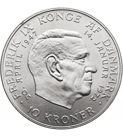 Denmark. 10 Kroner 1972 C-S, Death of Frederik IX and Accession of Margrethe II