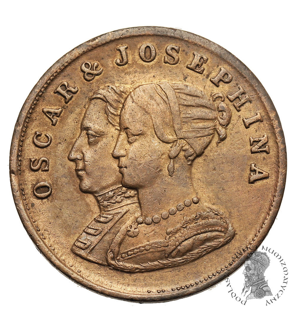 Szwecja, Karol XIV Jan (1818 - 1844). Medal 1823 upamiętniający ślub Oskara I z Josephine z Leuchtenberg