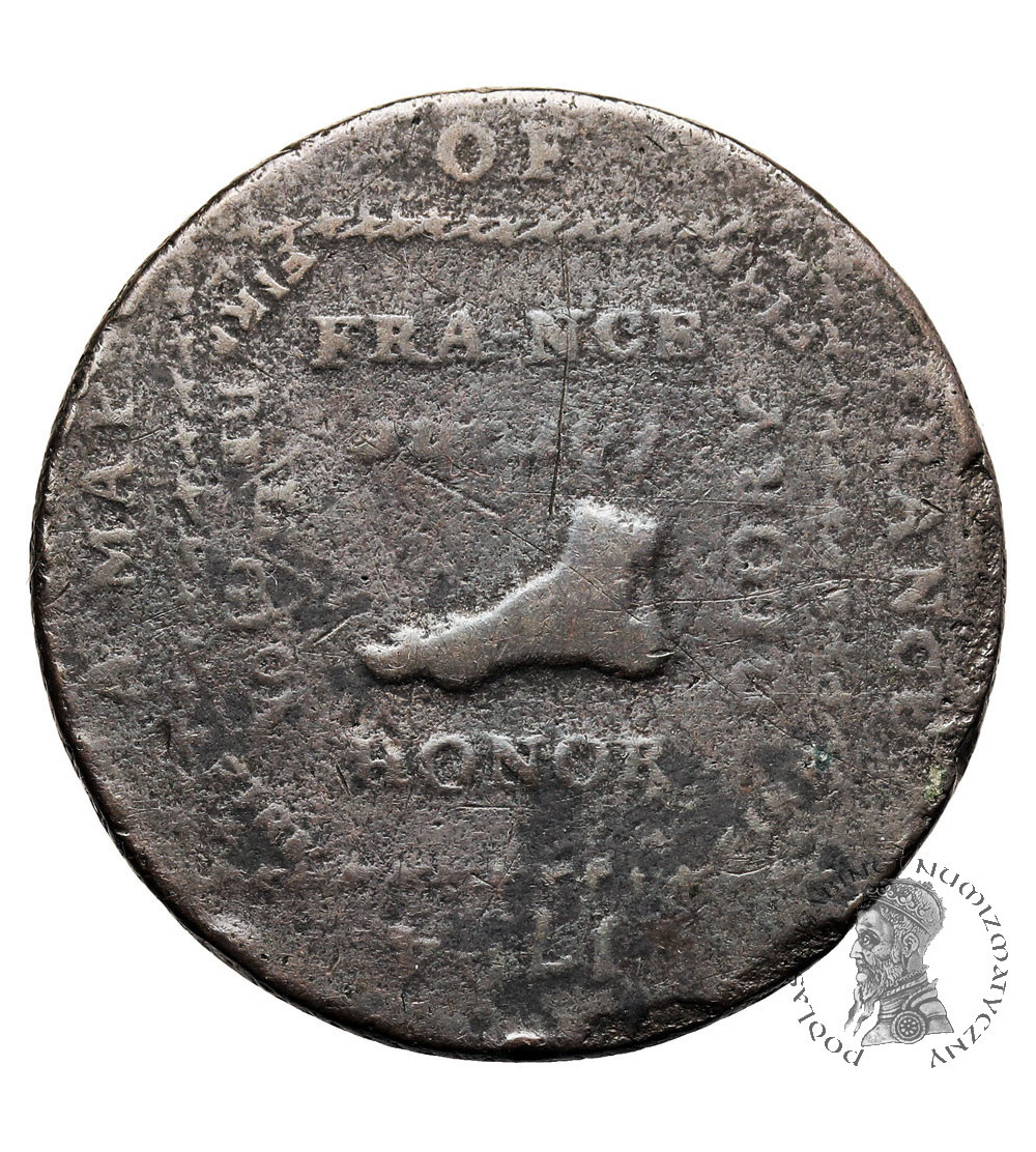 Great Britain. Token 1/2 (Half) Penny Middlesex 1794, map of France, “May Britain Ever Remain The Reverse”