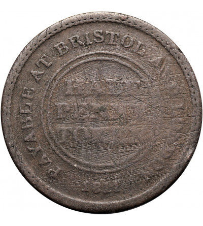 Wielka Brytania, Bristol. Żeton handlowy - Token 1/2 Penny 1811 Bristol i Londyn - Fabryka gwoździ patentowych