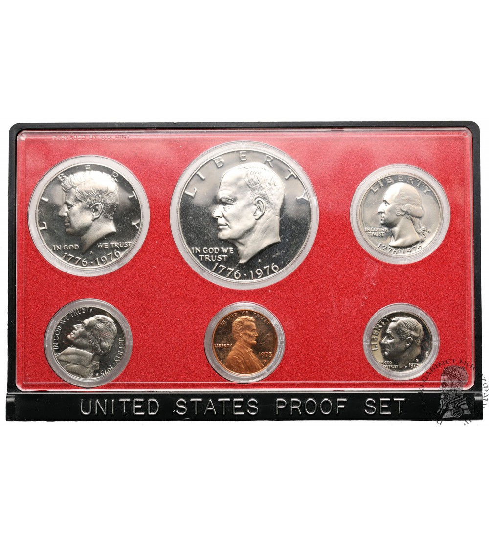 USA. Zestaw monet (Proof Set) 1975 - 1976 S, San Francisco - 6 sztuk, 200-lecie Ameryki