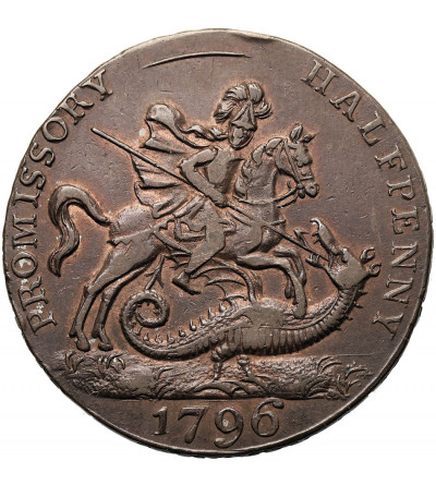 Wielka Brytania. 1/2 Penny Token 1796, Hampshire - Portsea / Licencjonowani sprzedawcy alkoholu, Promissory