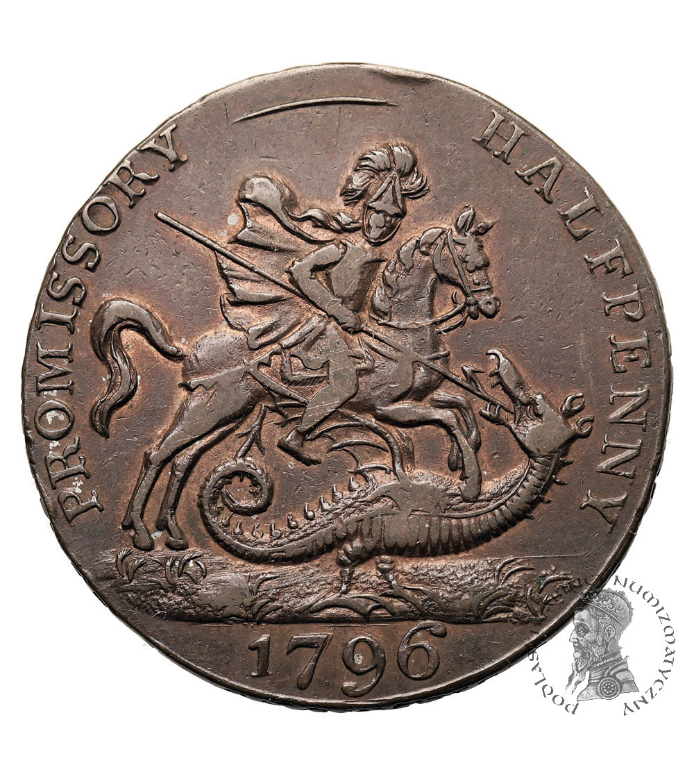 Wielka Brytania. 1/2 Penny Token 1796, Hampshire - Portsea / Licencjonowani sprzedawcy alkoholu, Promissory