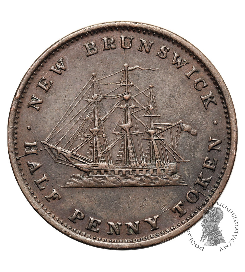 Kanada, Nowy Brunszwik. 1/2 Penny Token 1843, Wiktoria
