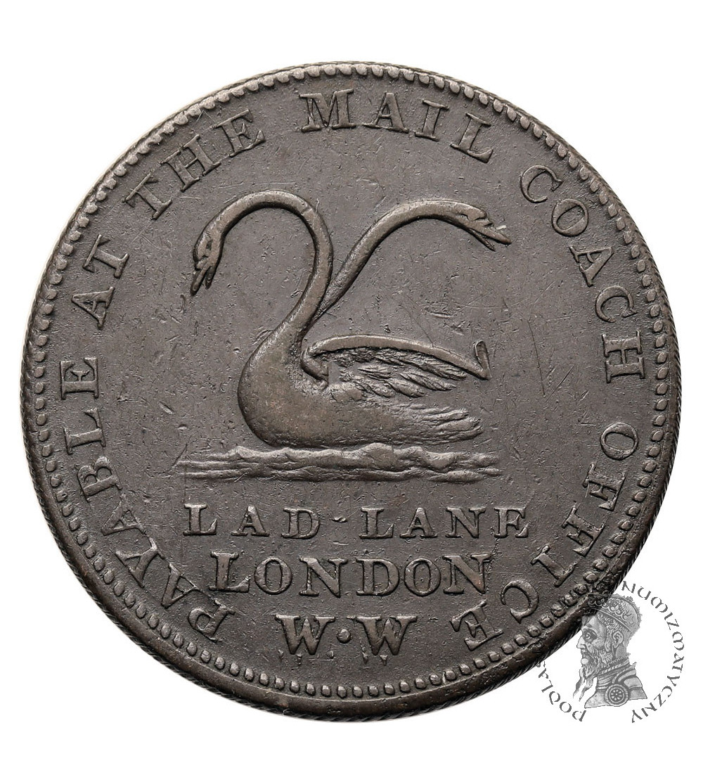 Great Britain. 1/2 (Half) Penny Token (1813), London Mail Coach, Lad Lane