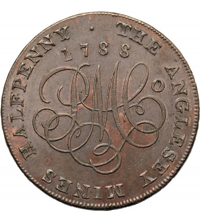 Great Britain, Wales, Isle of Anglesey. 1/2 (Half) Penny Token 1788, Parys Mines Company, Druid Series