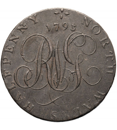 Wielka Brytania, Północna Walia. 1/2 (Half) Penny Token 1793, Seria Druidów