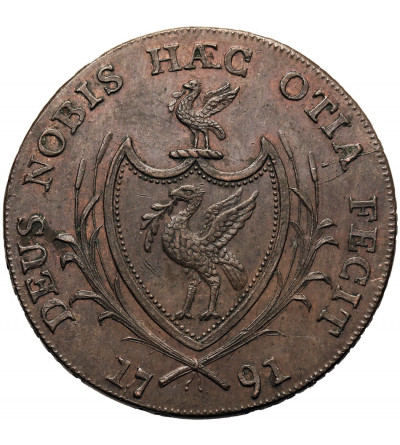 Great Britain, Lancashire, Liverpool. 1/2 (Half) Penny Token 1791, Sailing ship, (Conder tokens 1787-1797)