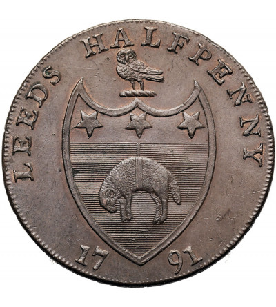 Great Britain, Yorkshire, Leeds. 1/2 (Half) Penny Token 1791, Richard Paley, (Conder tokens 1787-1797)