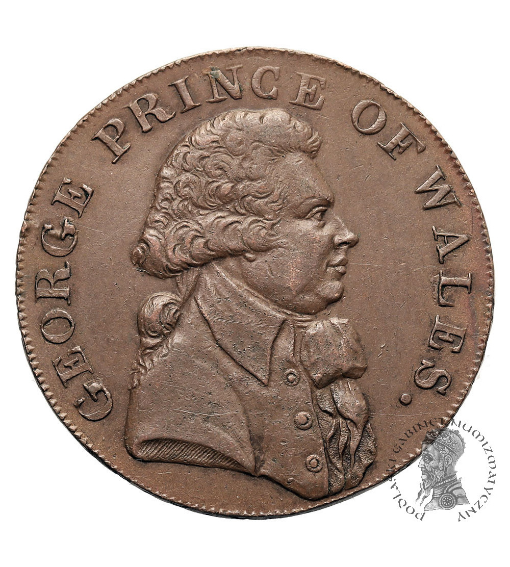 Wielka Brytania, Sussex, Brighton. 1/2 (Half) Penny Token 1794, Jerzy, książę Walii, (Conder tokens 1787-1797)