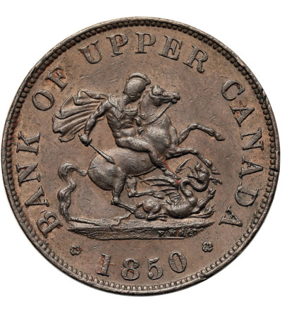 Kanada. 1/2 (Half) Penny Token 1850, Bank Górnej Kanady