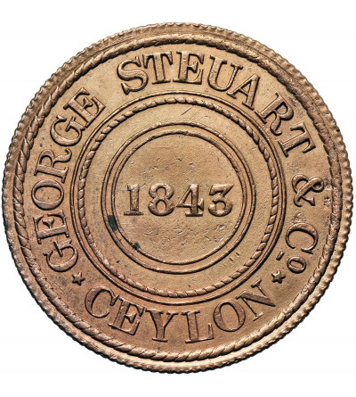 Cejlon, Colombo. Token 19 centów 1843 (1881), G. Steuart & Co: Wekande Mills