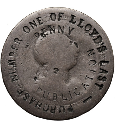 Wielka Brytania, Wiktoria (1837-1901). Żeton reklamowy, 3 Pence - Token londyńskiej gazety "Lloyd's Weekly Newspaper"