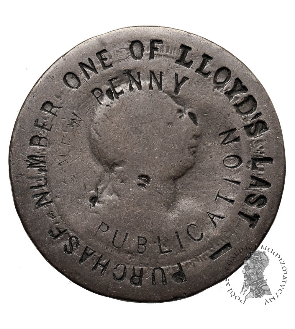 Great Britain, Victoria (1837-1901). Advertising Token, 3 Pence of the London newspaper “Lloyd's Weekly Newspaper”