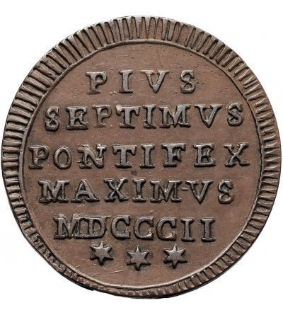 Vatican, Papal States, Pius VII, 1800-1823. 1/2 (Mezzo) Baiocco 1802 (MDCCCII), AN II, R (Rome Mint)