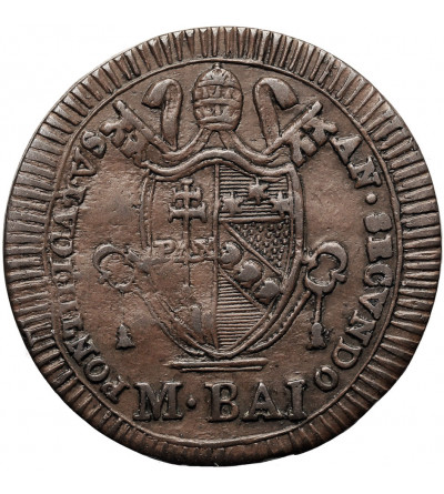 Vatican, Papal States, Pius VII, 1800-1823. 1/2 (Mezzo) Baiocco 1802 (MDCCCII), AN II, R (Rome Mint)