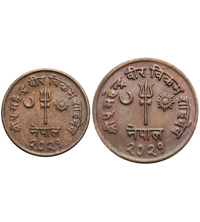 Nepal, Mahendra Bir Bikram, VS 2012-2028 / 1955-1971 AD. Set, 5 i 10 Paisa, VS 2021 / 1964 AD