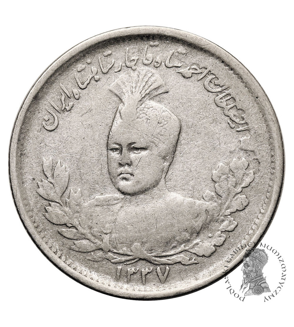 Iran. Sultan Ahmad Shah, AH 1327-1344 / 1909-1925 AD. 1000 Dinars (1 Kran/ Qiran), AH 1337 / 1918 AD