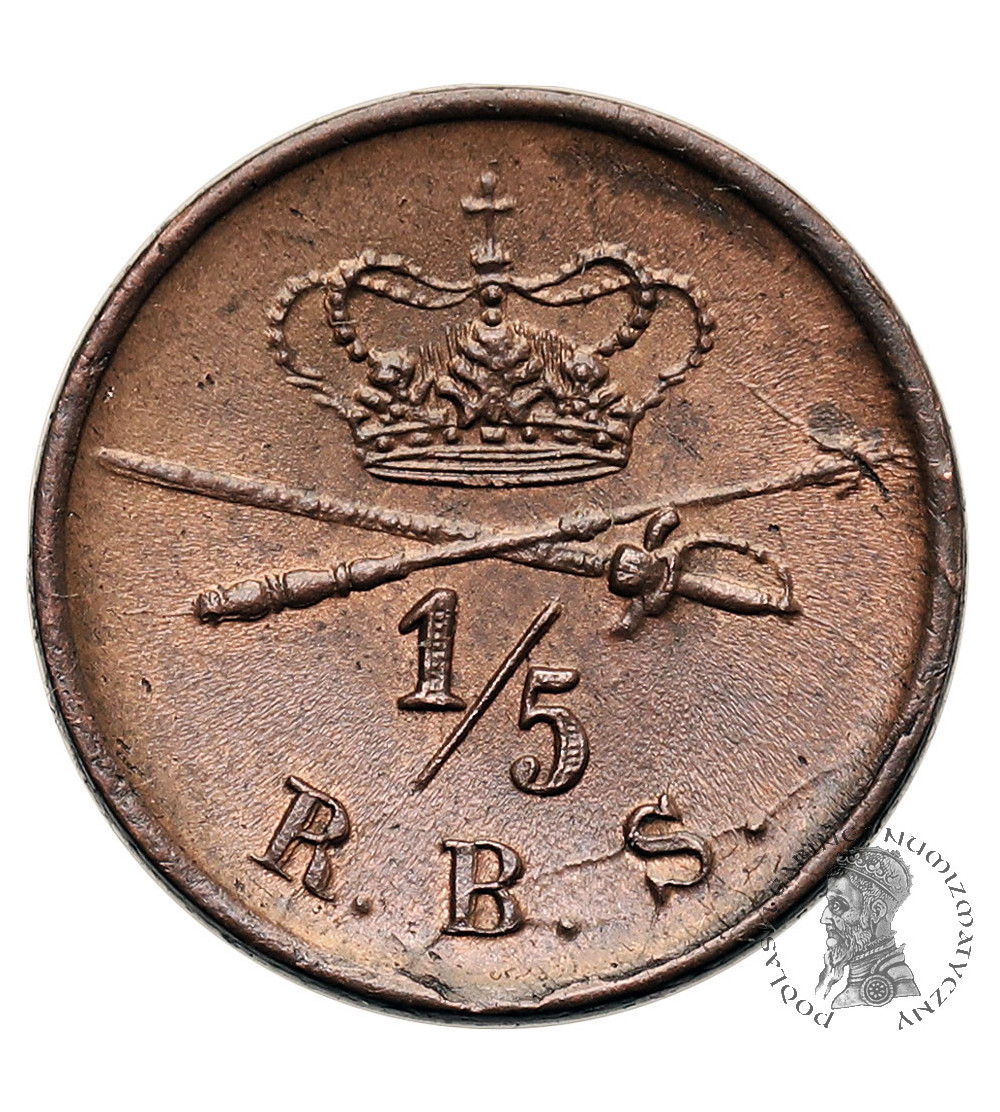 Denmark, Christian VIII, 1839-1848. 1/5 Rigsbankskilling 1842 FF