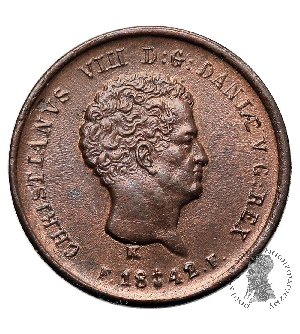 Dania, Christian VIII, 1839-1848. 1/5 Rigsbankskilling 1842 FF