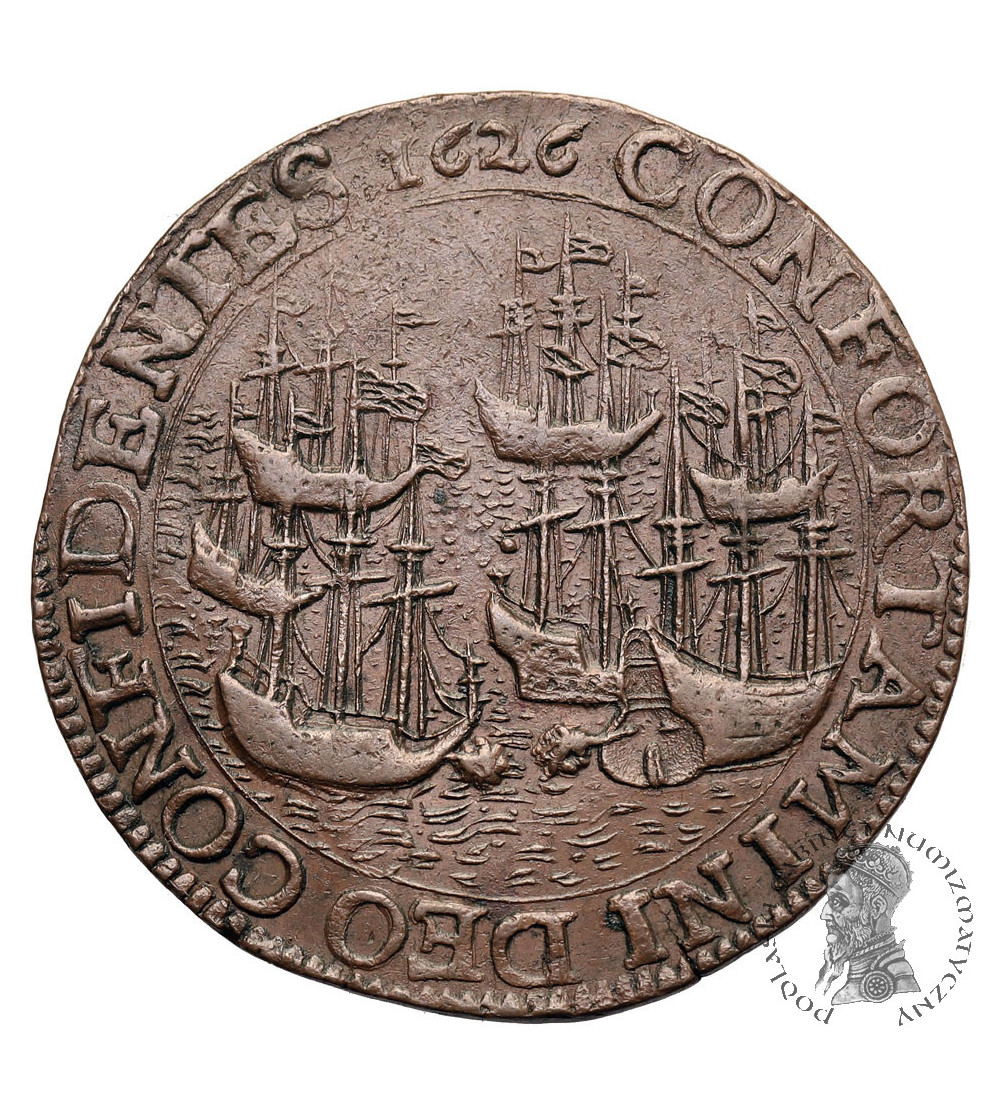 Netherlands, Utrecht. Cu Jeton / Token 1626, CONFORTAMINI DEO CONFIDENTES, naval battle