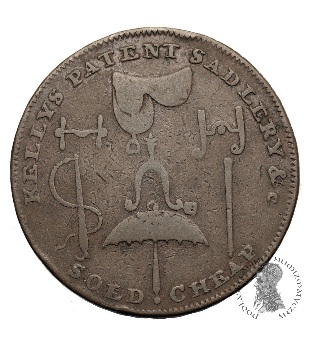 Wielka Brytania, Londyn. 1/2 Penny Token (żeton handlowy) XVIII w., KELLY'S SADDLERY & LIGHT HARNESS