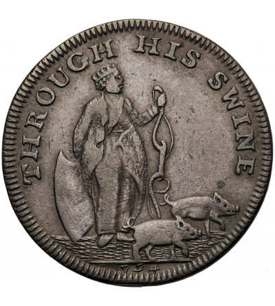 Wielka Brytania, Bath, Somerset. Farthing Token 1794, BLADUD FOUNDED BATH THROUGH HIS SWINE