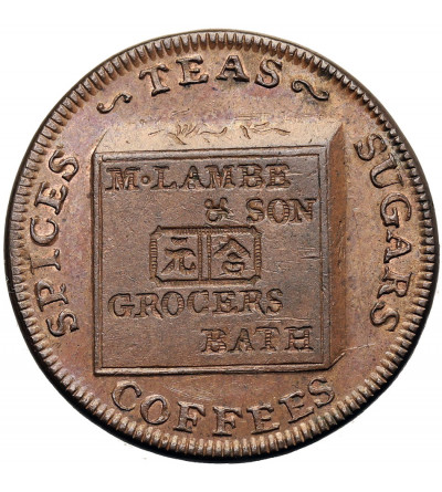 Wielka Brytania, Bath. Farthing Token 1795, M. LAMBE & SON GROCERS BATH, SPICES TEAS SUGARS COFFEES