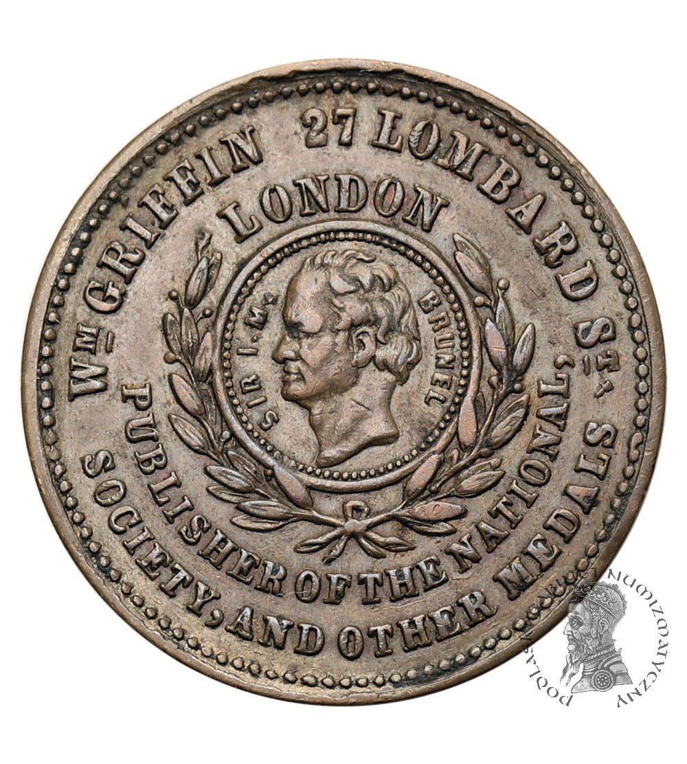 Wielka Brytania, Londyn. Farthing Token 1842 upamiętniający otwarcie tunelu pod Tamizą,