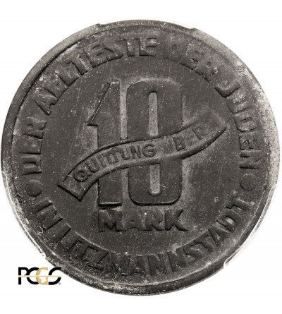 Poland, Ghetto in Lodz. 10 Mark 1943, Lodz (Litzmannstadt), Magnesium - PCGS AU Details