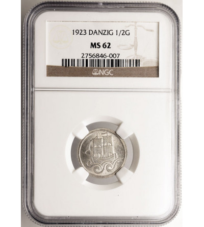 Wolne Miasto Gdańsk. 1/2 guldena 1923, Koga - NGC MS 62