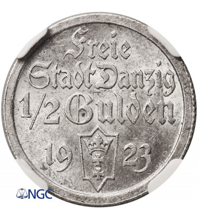 Wolne Miasto Gdańsk. 1/2 guldena 1923, Koga - NGC MS 62