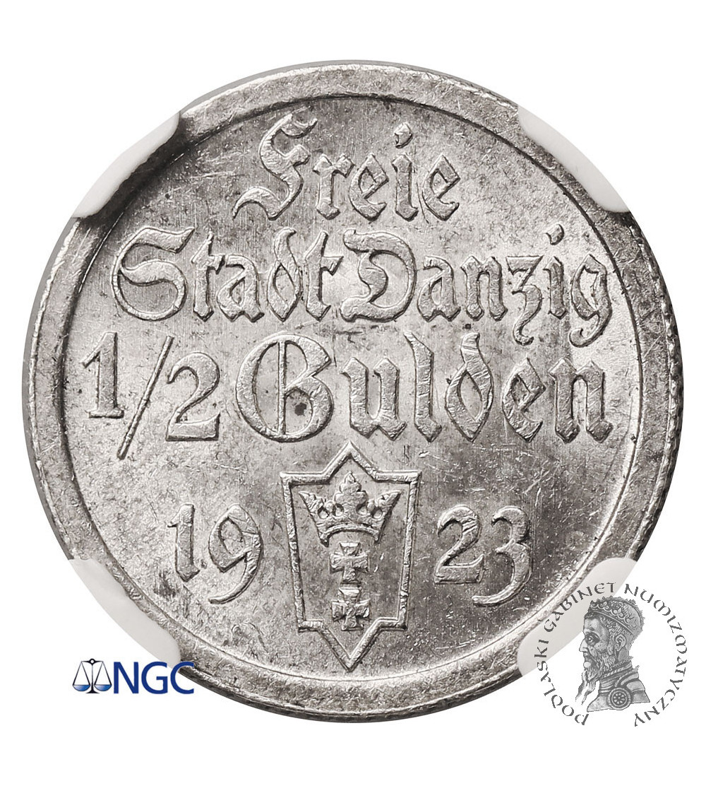 Wolne Miasto Gdańsk. 1/2 guldena 1923, Koga - NGC MS 62