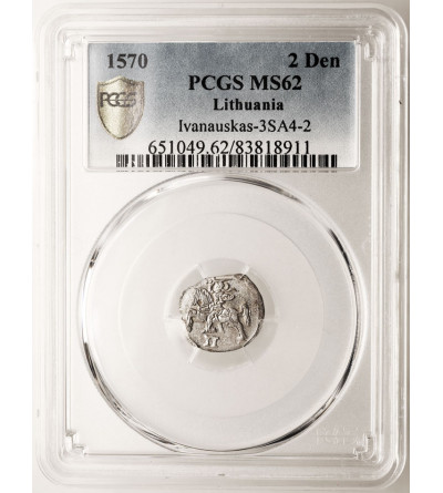 Polska / Litwa. Zygmunt II August, 1545-1572. Dwudenar litewski 1570, Wilno - PCGS MS 62