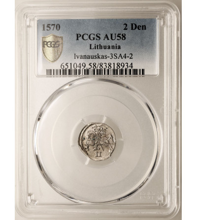 Poland / Lithuania, Zygmunt II August 1545-1572. Lithuanien 2 denars 1570, Vilnius mint - PCGS AU 58