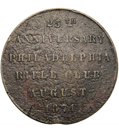 USA, Filadelfia. Medal 1871, 25-lecie Klubu Strzeleckiego